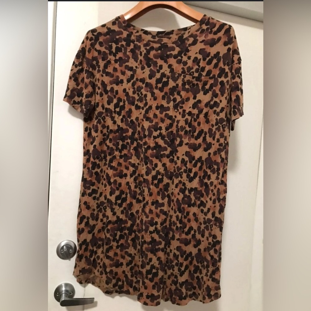Stars Above Leopard Print Sleep Shirt - Brown and Black